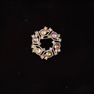 Elegant Multi-Color Gemstone Brooch